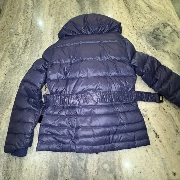 Moncler Size 2 Grenoble Puffer Down Feather Jacket 2010s Navy Blue Short Belted - Picture 9 of 14